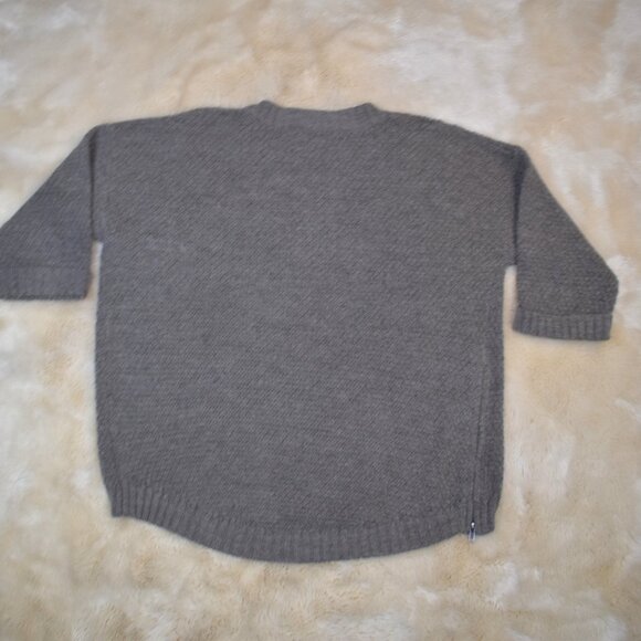 360 Wool Alpaca Blend Brown Cable Knit Sweater Women’s Small High Low Side Zip - Picture 7 of 14